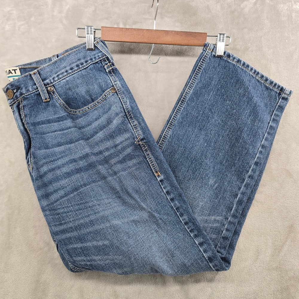 Ariat Slim Straight Jeans Mens 36x30 Blue Denim M-Series Rebar Western Work Wear